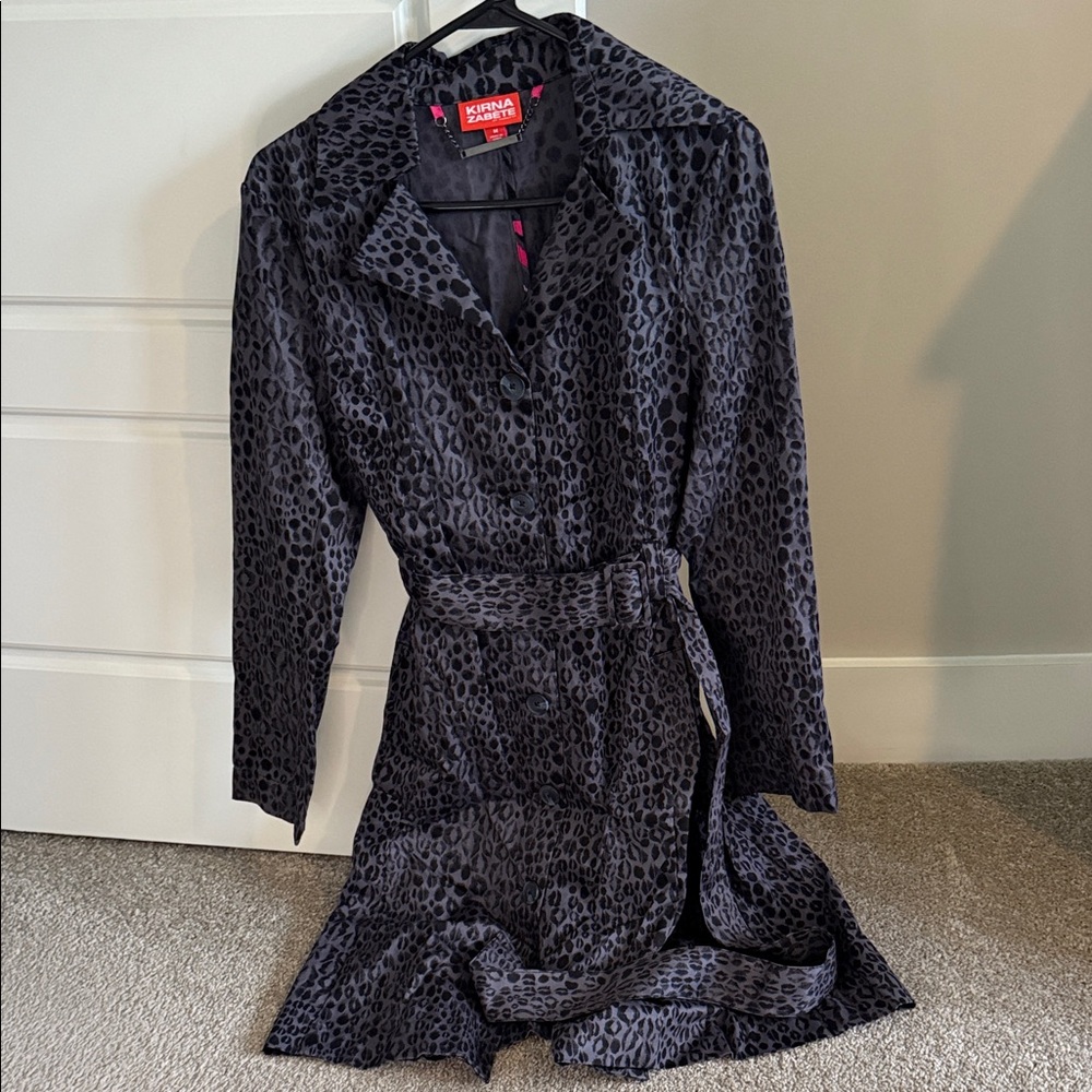 Kirna Zabete Black Leopard Print Coat